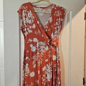 Liz Claiborne Orange and White Floral Maxi Dress